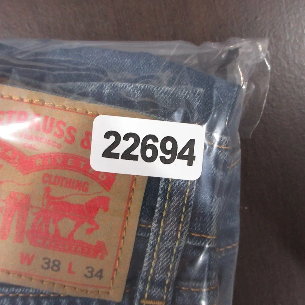 Levis Jeans Mens 38x34 Blue 511 Slim Straight Stretch Faded‎ Whisker Denim Pants